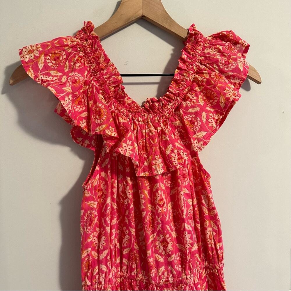 Anthropologie THML Pink Cotton Floral Tassel Maxi Dress Small - Picture 14 of 14